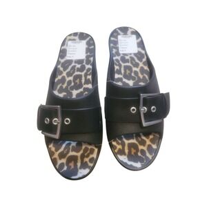 Baretraps PACEY Black Rubber Mule Wedge Sandals Size 9 NWT